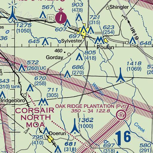 FAA VFR chart of Strickland Dam, GA