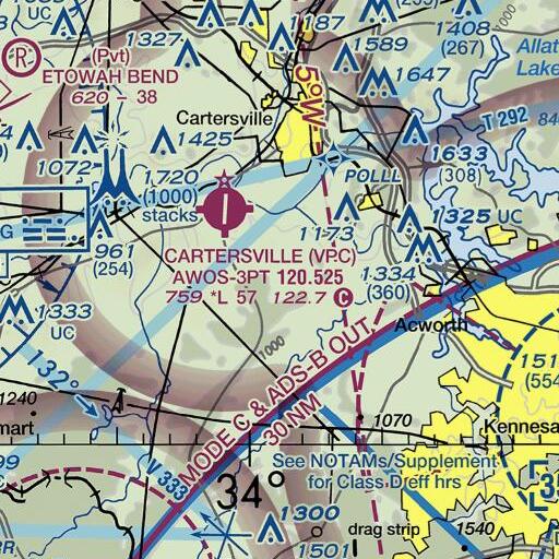 FAA VFR chart of Dellinger Lake, GA