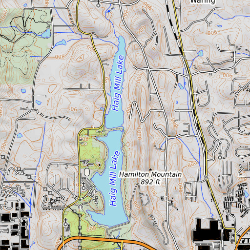 OpenTopoMap map of Haig Mill Dam, GA