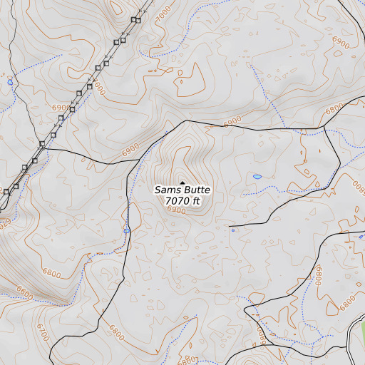 OpenTopoMap map of Sams Butte, AZ