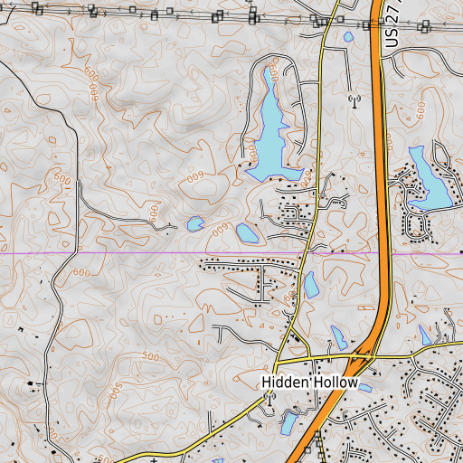 OpenTopoMap map of Cunningham Lake Dam, GA