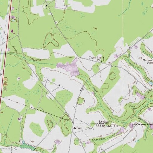 USGS 24K topo map of Griners Lake Dam, GA