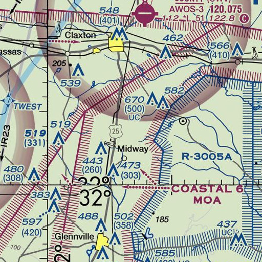 FAA VFR chart of Griners Lake Dam, GA