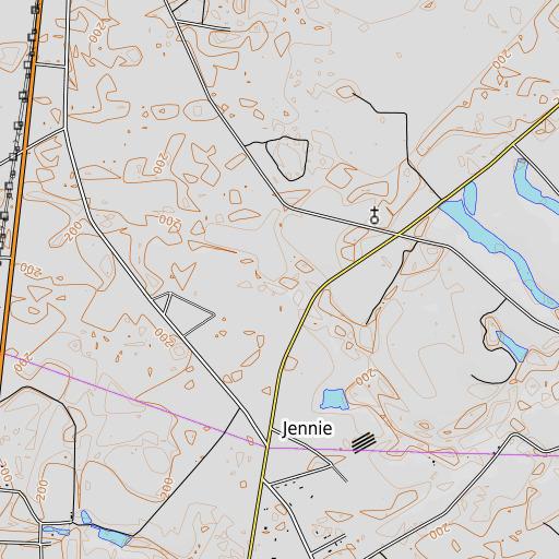 OpenTopoMap map of Griners Lake Dam, GA