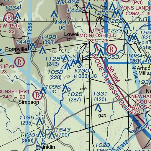 FAA VFR chart of Webbs Ferry, GA