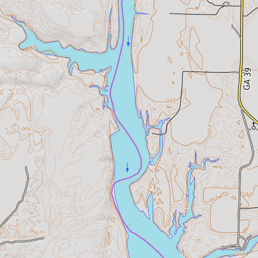OpenTopoMap map of Thompson Landing, GA