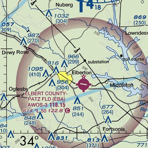 FAA VFR chart of Elbert County, GA