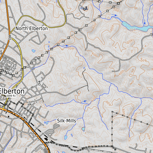 OpenTopoMap map of Elbert County, GA