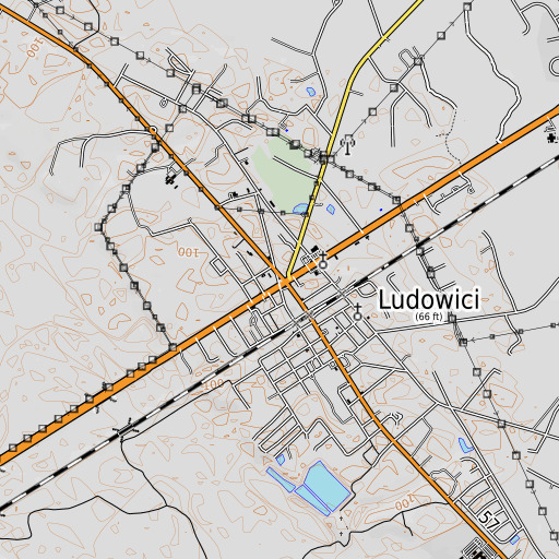 OpenTopoMap map of Long County Courthouse, GA