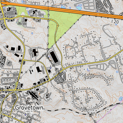 OpenTopoMap map of Steiner School (historical), GA