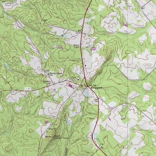 USGS 24K topo map of Prospect Cemetery, GA