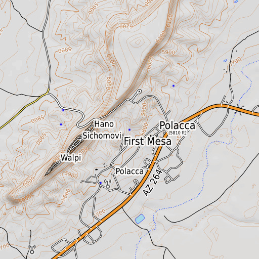 OpenTopoMap map of Coyote Spring, AZ