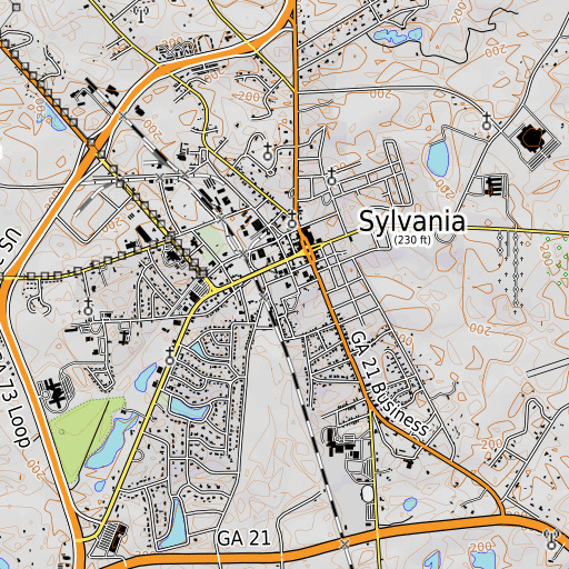 OpenTopoMap map of Sylvania Elementary School, GA