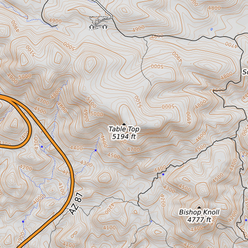 OpenTopoMap map of Table Top, AZ