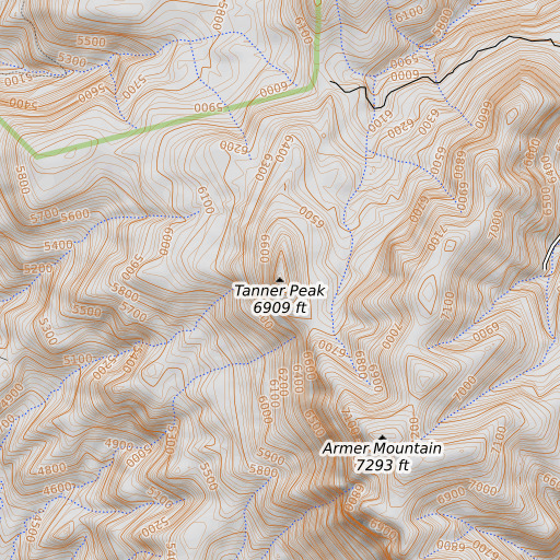 OpenTopoMap map of Tanner Peak, AZ