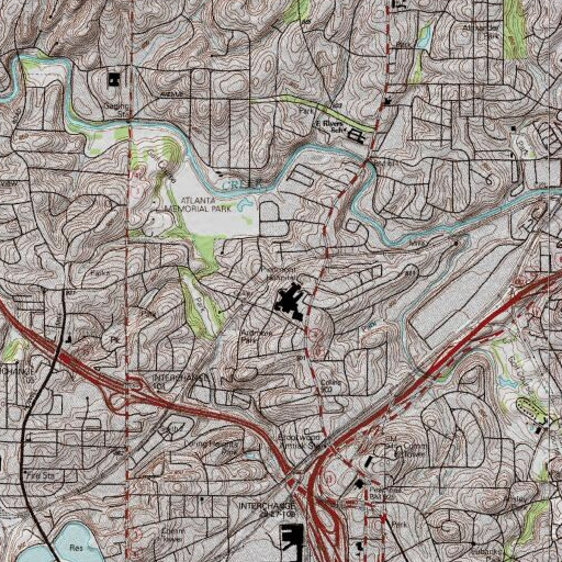 USGS 24K topo map of Bridge Building Heliport, GA