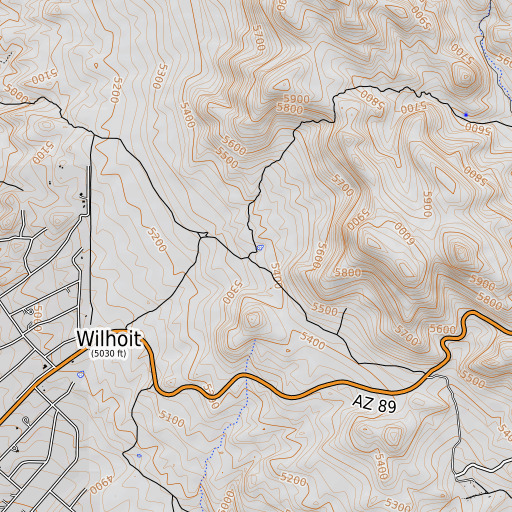 OpenTopoMap map of Telegraph Spring Windmill, AZ