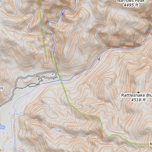 OpenTopoMap map of The Narrows, AZ