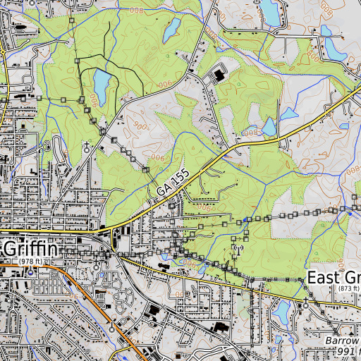 OpenTopoMap map of Jackson Road Elementary School, GA