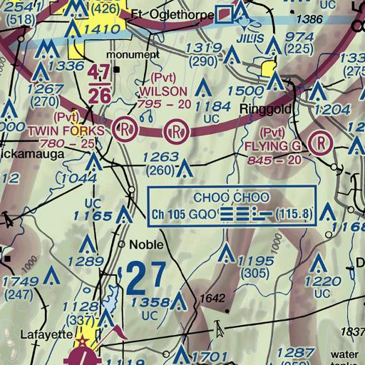 FAA VFR chart of Belmont Mountain, GA
