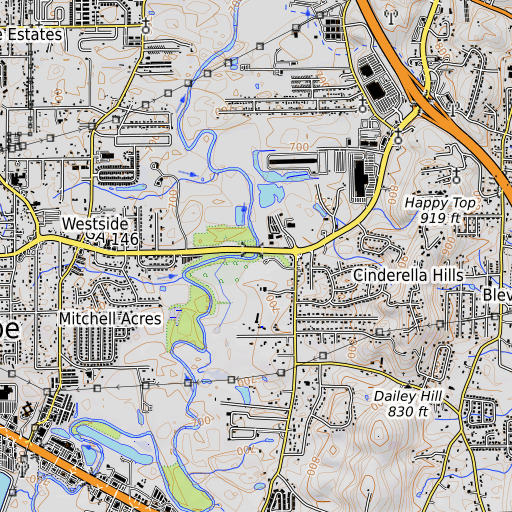 OpenTopoMap map of Daffron Ford, GA