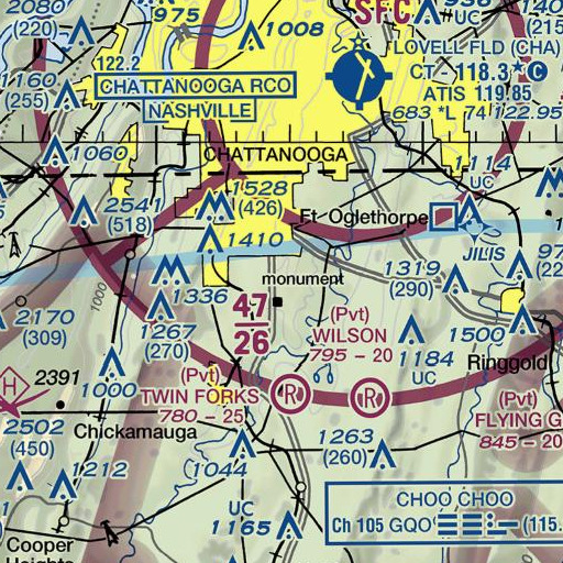FAA VFR chart of Deshier Monument, GA