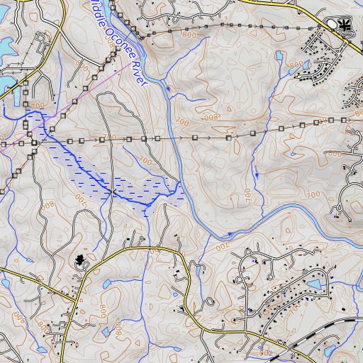 OpenTopoMap map of Bear Creek, GA