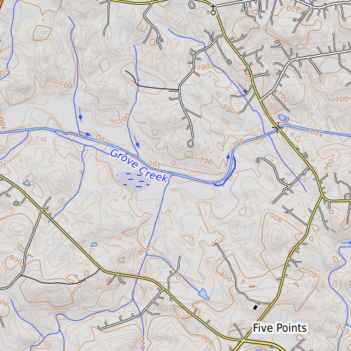 OpenTopoMap map of Beaverdam Creek, GA