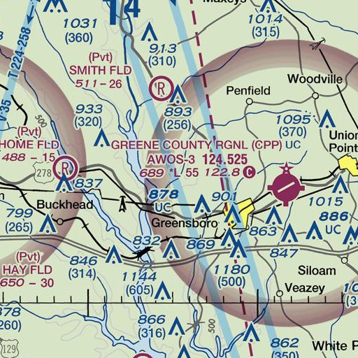 FAA VFR chart of Beaverdam Creek, GA