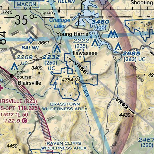 FAA VFR chart of Brasstown Bald, GA