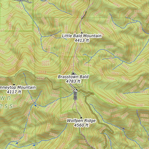 OpenTopoMap map of Brasstown Bald, GA