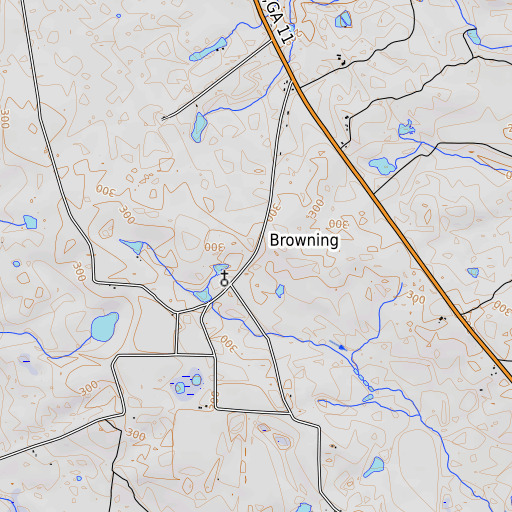 OpenTopoMap map of Browning, GA