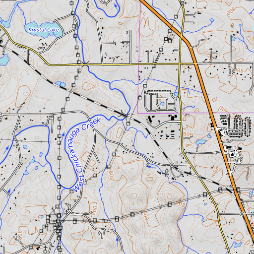 OpenTopoMap map of Crawfish Creek, GA