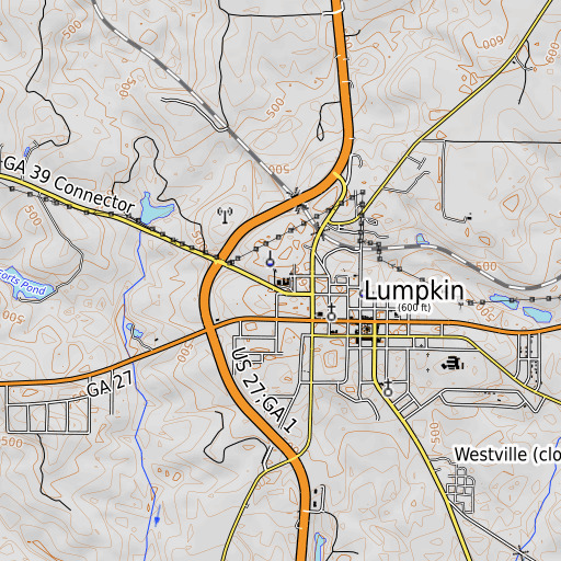 OpenTopoMap map of Dowd School, GA