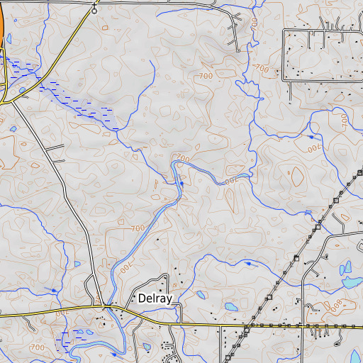 OpenTopoMap map of Fivemile Creek, GA