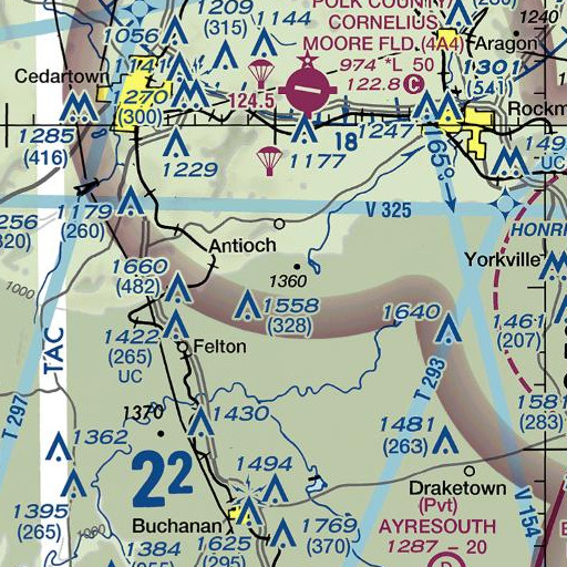 FAA VFR chart of Hightower Mountain, GA