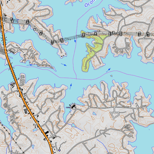 OpenTopoMap map of Little River, GA