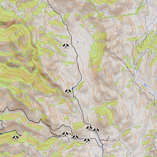 OpenTopoMap map of Ultimo Mine, AZ