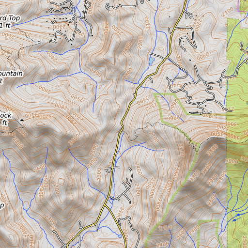 OpenTopoMap map of Trackrock Gap, GA