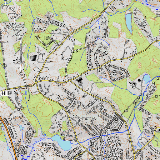 OpenTopoMap map of County Line Elementary School, GA