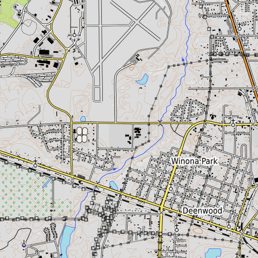 OpenTopoMap map of Ware County High School, GA