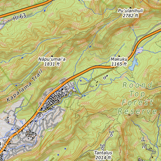 OpenTopoMap map of ʻĀlewa Heights Spring, HI