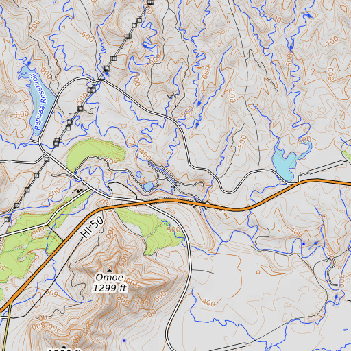 OpenTopoMap map of Halfway Bridge, HI