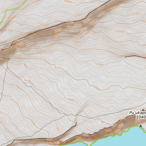 OpenTopoMap map of Hilina Pali Trail, HI