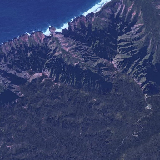 Aerial imagery of Honopū Trail, HI