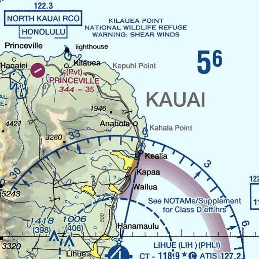 FAA VFR chart of Kaalula Stream, HI