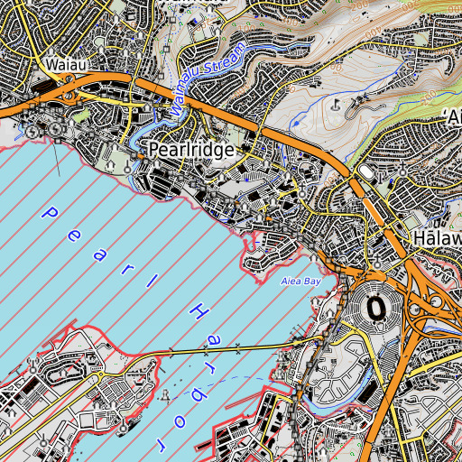 OpenTopoMap map of Kalauao Stream, HI