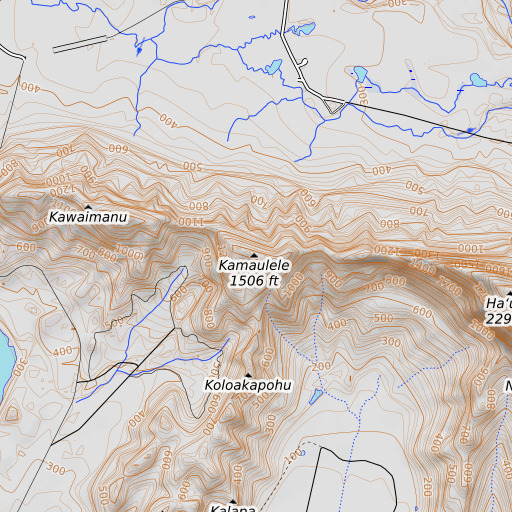 OpenTopoMap map of Kāmaulele, HI