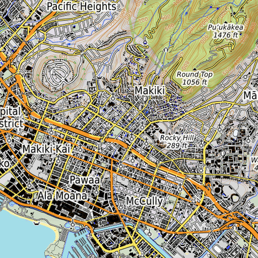 OpenTopoMap map of Kanahā Stream, HI