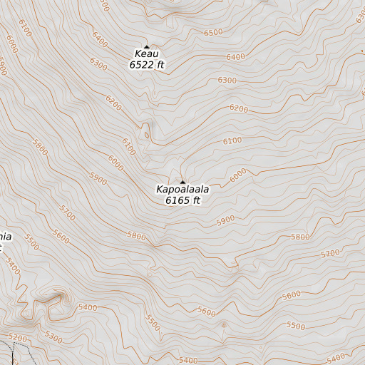 OpenTopoMap map of Kapoalaala, HI